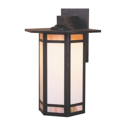 Arroyo Craftsman 11" Etoile Wall Mount, Rustic Brown, Gold White Iridescent and White Opalescent Glass ETB-11GWC-RB